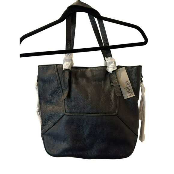 Kooba Crawford Black Leather Tote Bag With Double Handles Shoulder Purse NWT - Picture 4 of 7